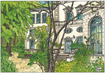 Illustration vom Eingang Institut für Funktionelle und Klinische Anatomie