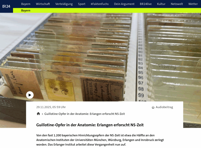 Guillotine-Opfer in der Anatomie: Erlangen erforscht NS-Zeit